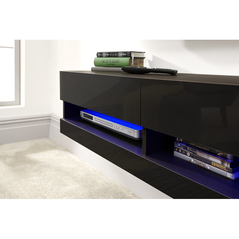 Allon Unfinished Floating TV Stand, Black, 30cm H x 180cm W x 38cm D