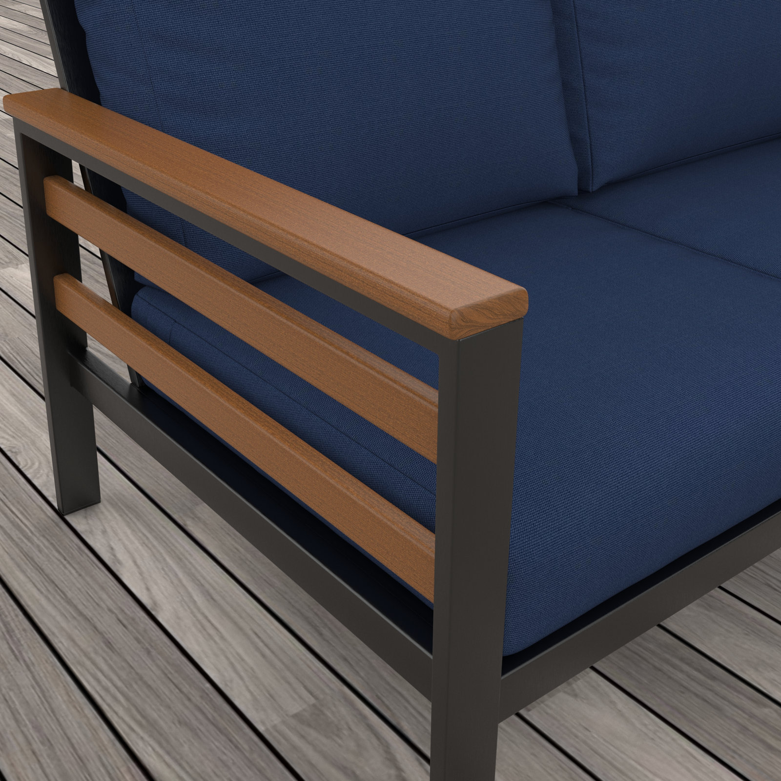 Townsend 7-Person Patio Seating Group, Canvas Navy, Brown
