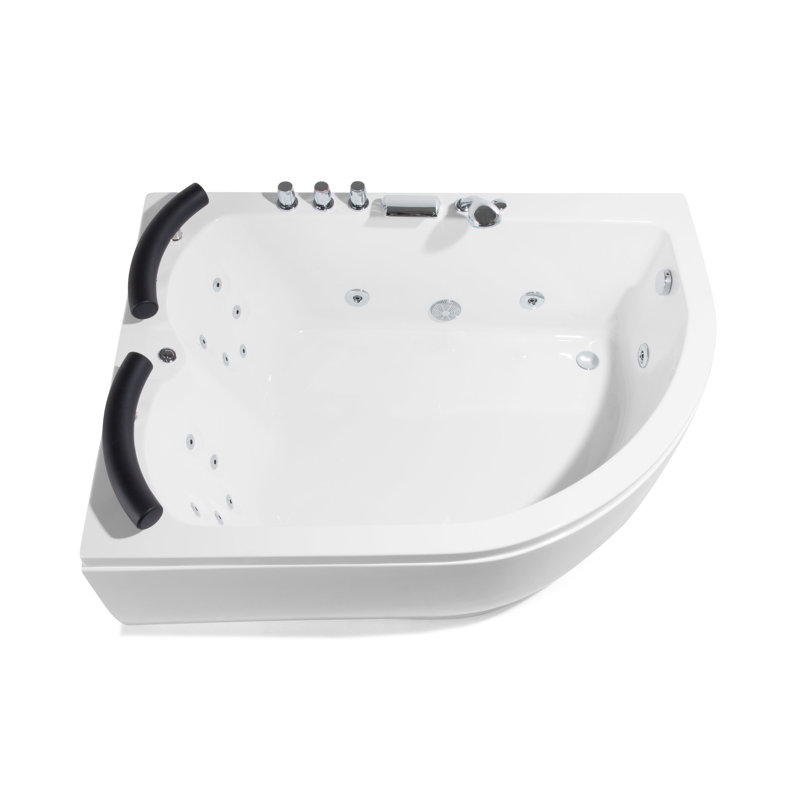 Porcher 1100mm x 1550mm Corner Whirlpool Acrylic Bathtub with Tap, Right