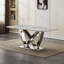 Table de salle à manger à base en miroir argentée, plateau rectangulaire moderne en faux marbre 70 pouces, table de cuisine pour 6, blanc et argent-1813626640-1813626655