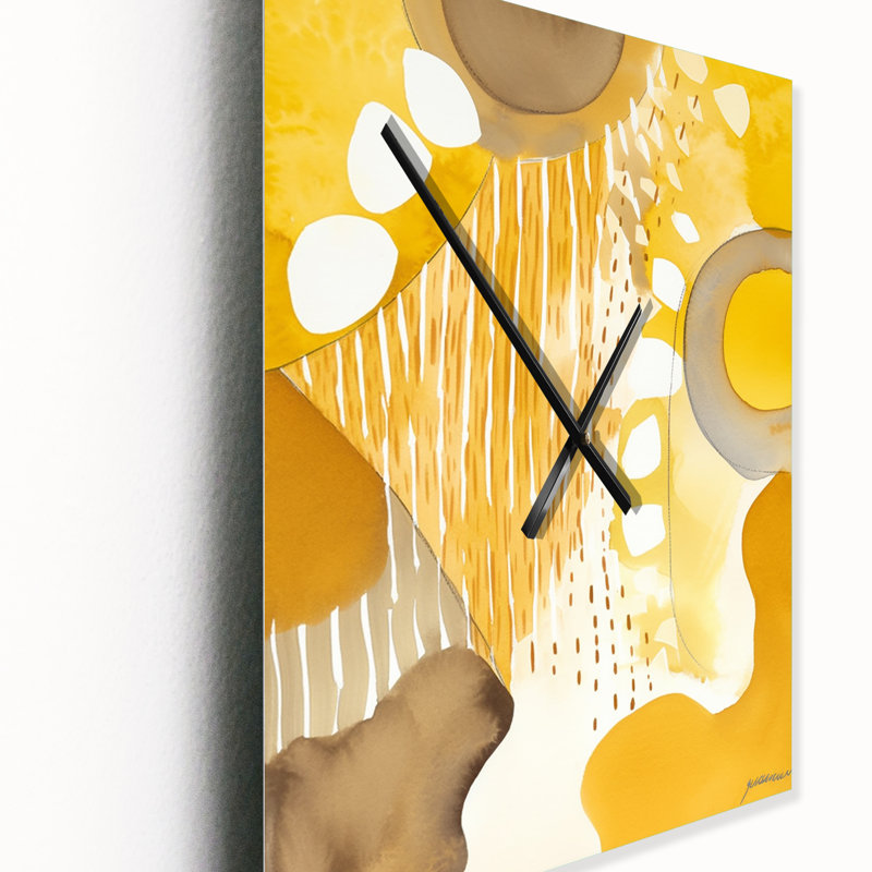 Horloge murale jaune moutarde rétro, H 40 po x l 30 po x P 1 po
