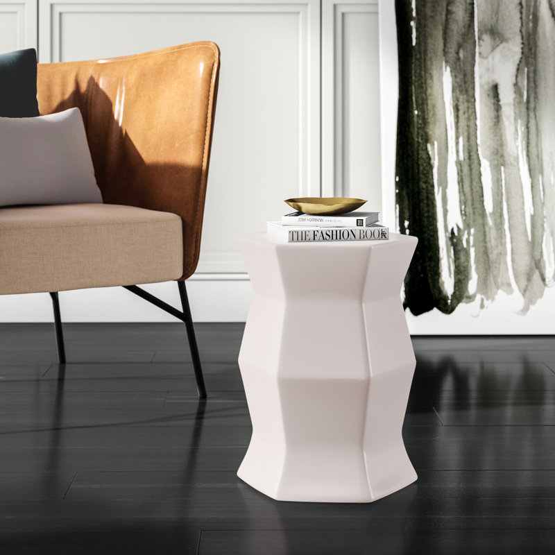 Tabouret de jardin en céramique Debrorah, Crème