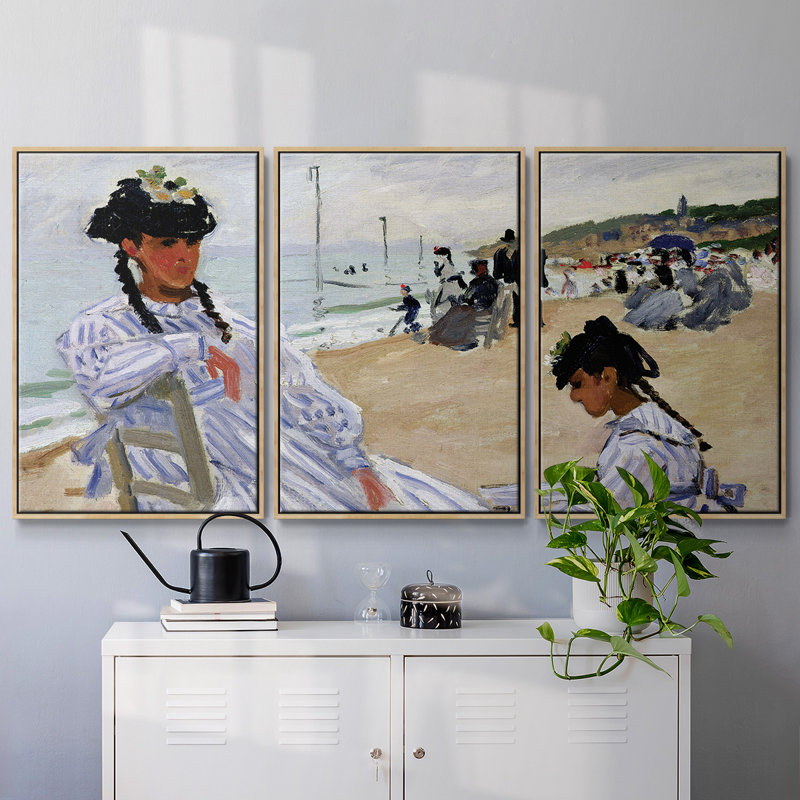 Monet, reproduction sur toile 3 pièces, H 24 po x l 48 po x P 2 po, Naturel
