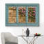 «Window View Of Window View Of Brick Wall & Pink Flowers Nature Images Rustic Landscape Vibrant» sur toile-98449003