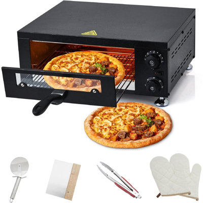 12" Commercial Pizza Oven with Viewing Window | 1100W Stainless Steel Countertop Electric Baking System for Fast Food & Catering