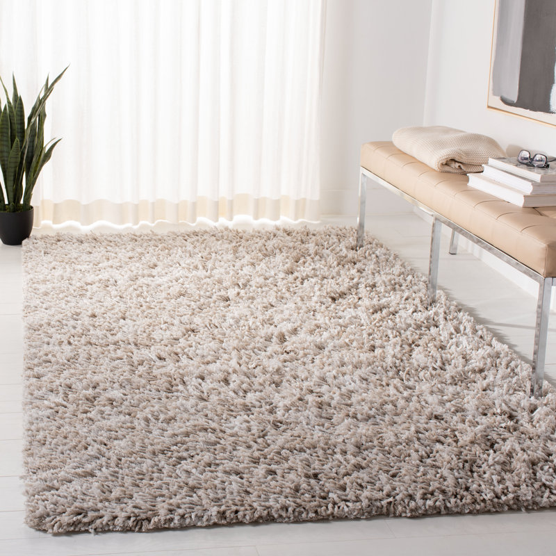 Tapis beige / ivoire fait à la main Plumlee, Rectangle 5 pi x 8 pi