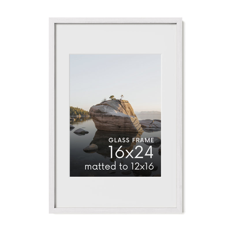 Cadre photo en bois massif avec verre, Blanc, L 16 po x H 24 po
