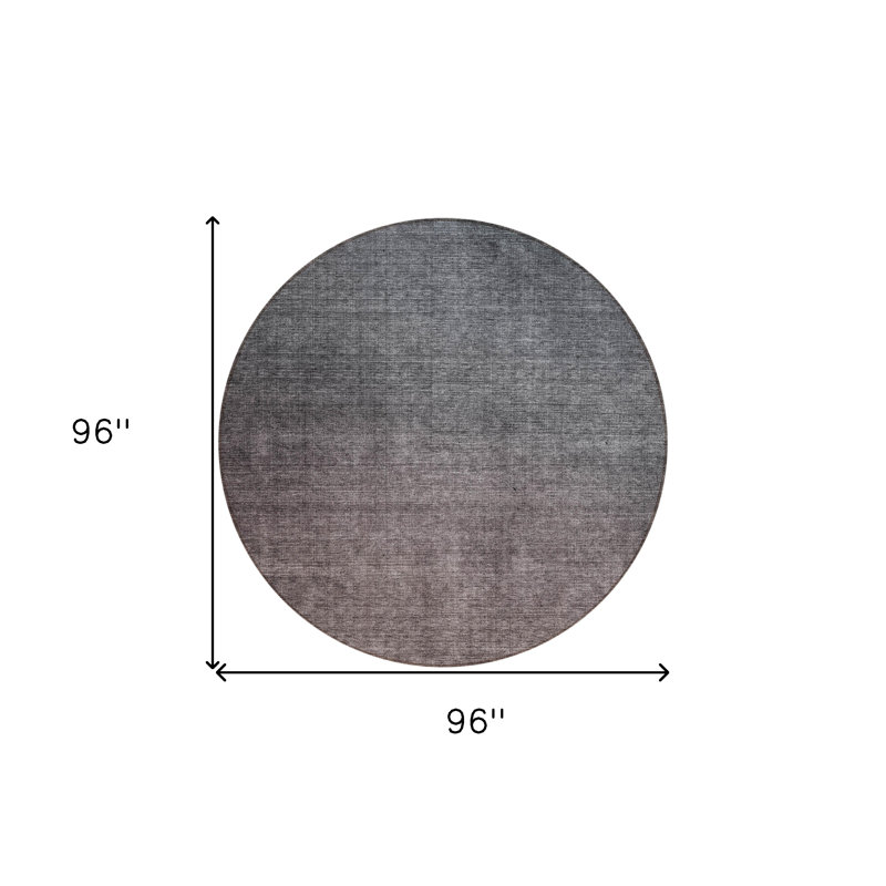 Tapis rond gris anthracite et brun 8 pi