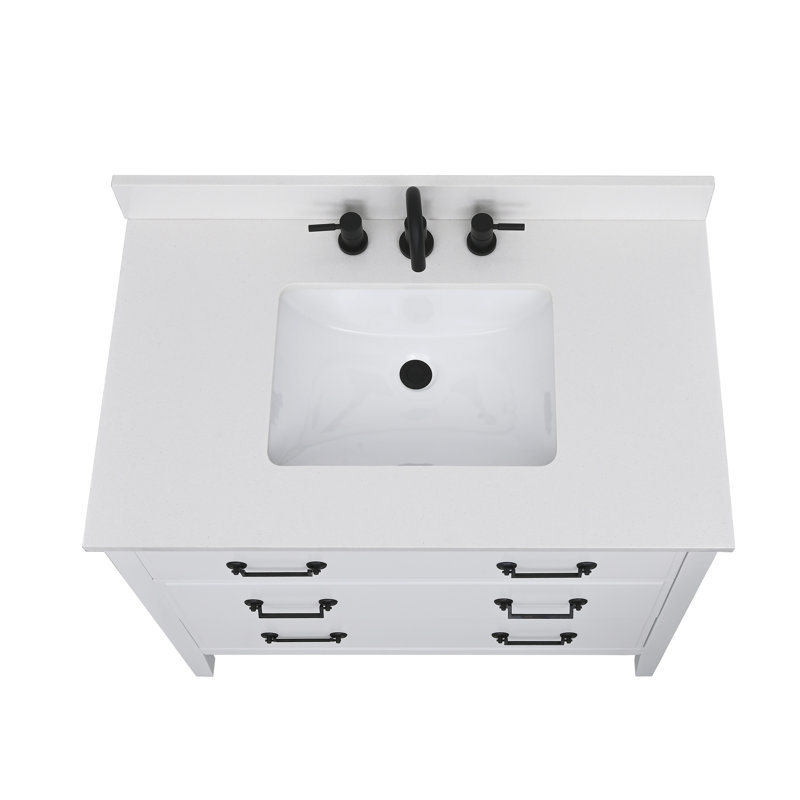 Lotte 37'' W Single Vanity Top, Everest White