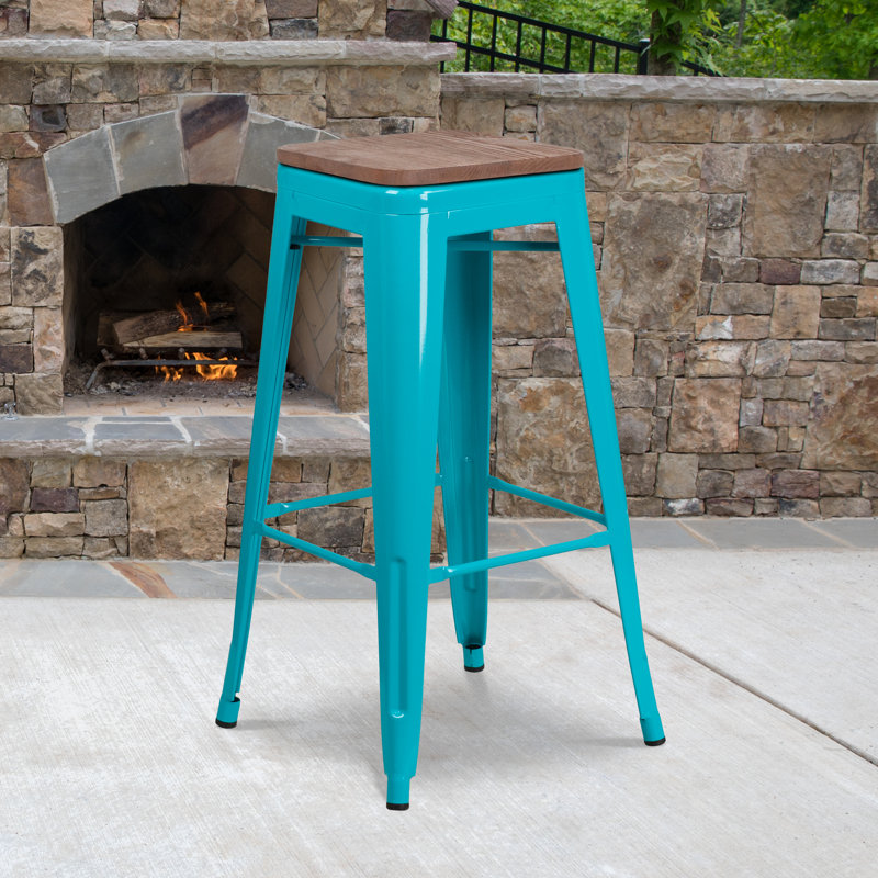 Tabouret à hauteur de comptoir 24 po Gladus, Bleu sarcelle, 1, Tabouret de bar (assise de 30 po de hauteur)