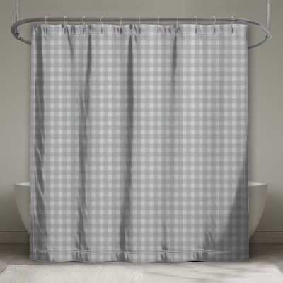 Gray Gingham Checkered Shower Curtains Extra Long