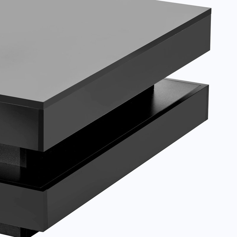 High Gloss Minimalist Design with LED Lights, Black