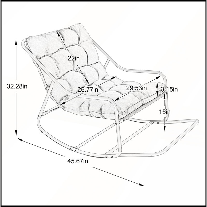 Outdoor Rocking Chair with Ultra-Comfortable Thick Cushion and Cushion for Relaxation in Living Room, Bedroom, or Patio, Pink