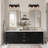 3-Light Bath Vanity Light Dimmable with Bronze Cage Bell Glass Shade