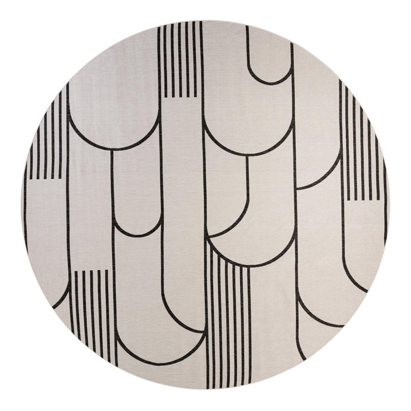 Outdoor Modern Indoor/Outdoor Area Rug, Round 13'1"