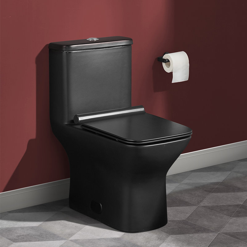 Toilette carrée une pièce à double chasse 1,1 / 1,6 gallon Carre, Noir mat