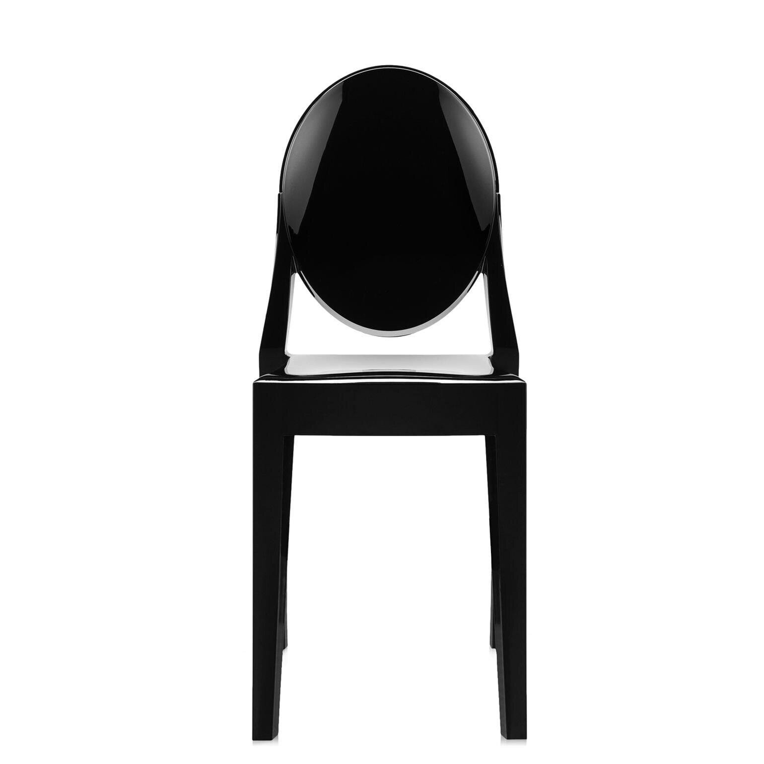 Ghost Stackable Patio Side Chair, Glossy Black