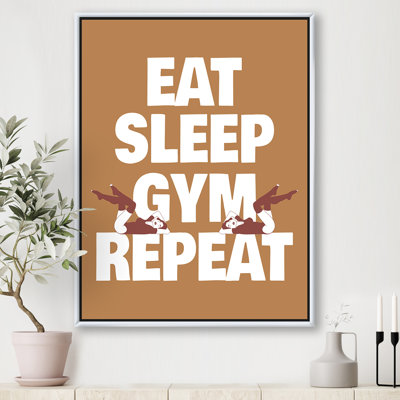 " Eat Sleep Gym Illustration of Girls in Swimsuit " Textual Art Print