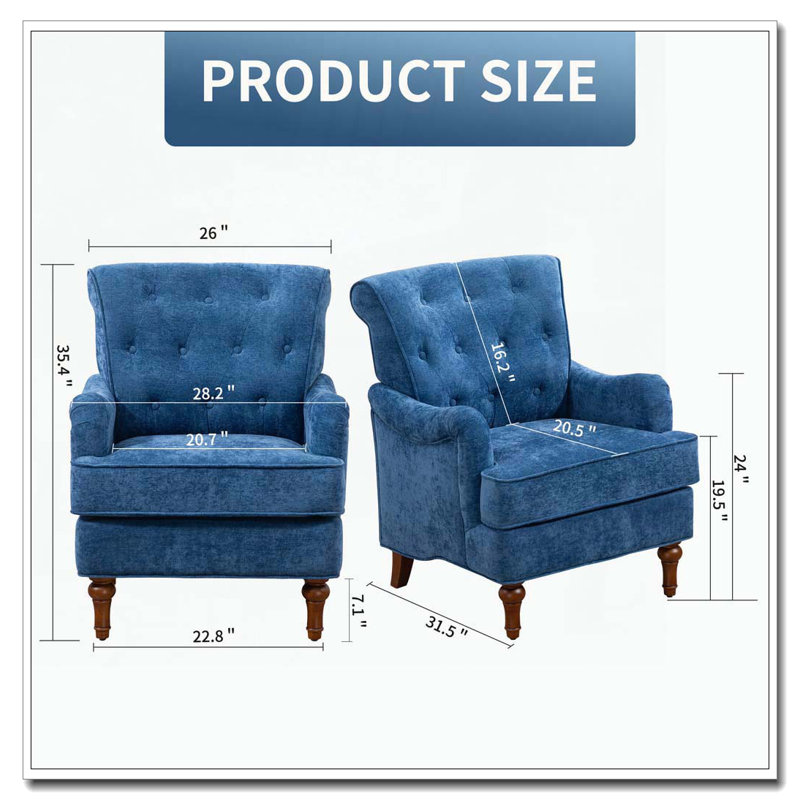 Fauteuil d'appoint en chenille avec pieds en bois