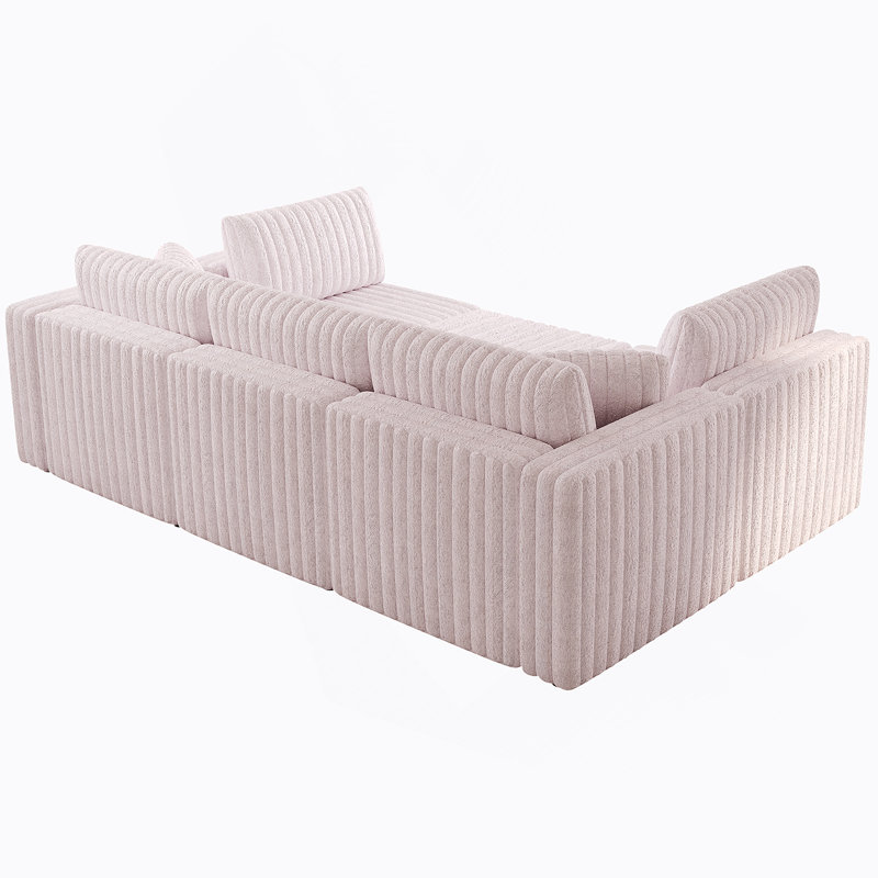 Canapé modulaire confortable et élégant pour 6 personnes avec élévateur hydraulique et coussins lavables, Rose clair