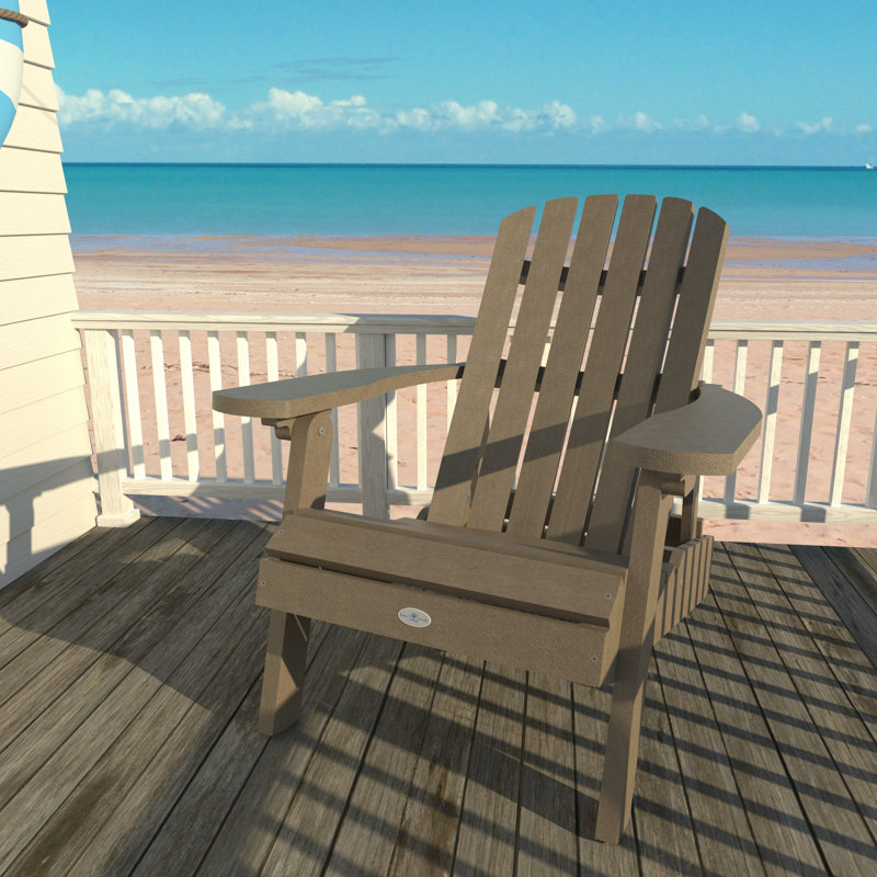Chaise Adirondack pliante et inclinable Middiler, Beige