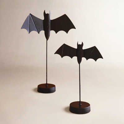 Black Bat Taper Candlestick Holder