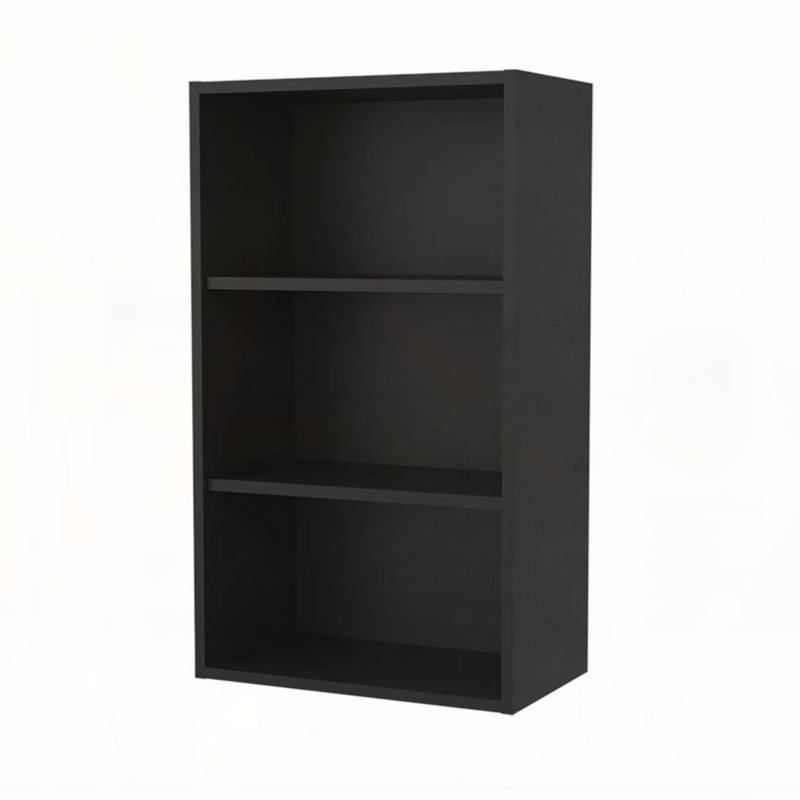 Black Wall Cabinet with Open Storage, Black