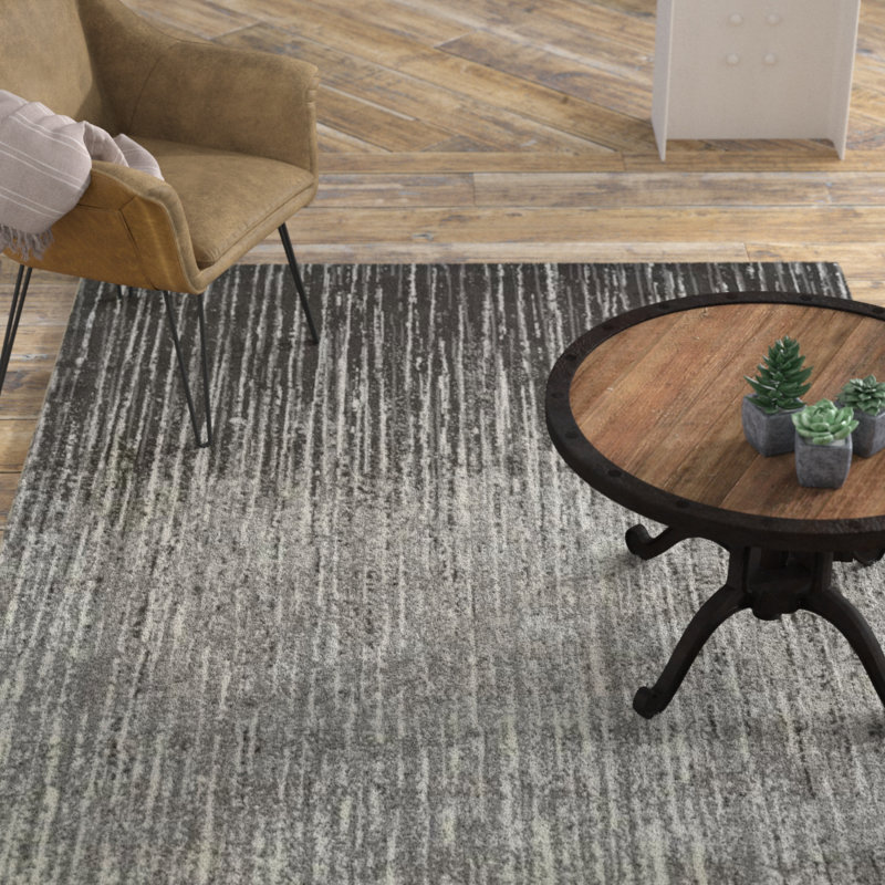 Stanton Abstract Gray Area Rug, Rectangle 5'6" x 8'