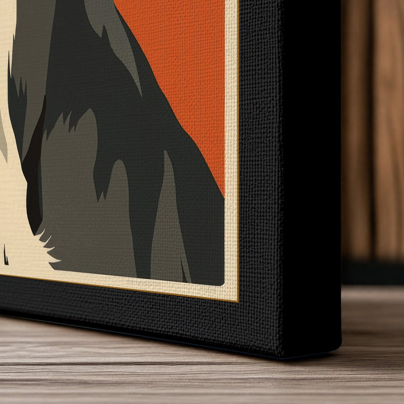 Greyhound Art Deco - Wrapped Canvas, 36x24 - 91.4 x 61.0 cm, Black Border