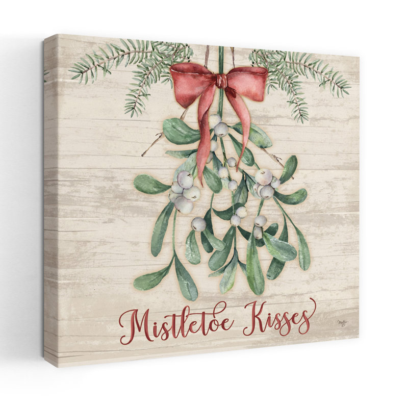 «Mistletoe Kisses», art floral typographique des Fêtes, H 48 po x l 48 po