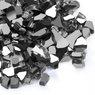 10 LB 1/2 Inch White Reflective Fire Glass, High-Luster Tempered Glass Rocks For Indoor/Outdoor Fire Pit Tables & Fireplaces
