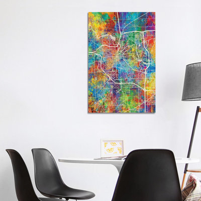 Ann Arbor Map Color by Michael Tompsett - Wrapped Canvas Gallery-Wrapped Canvas Giclée