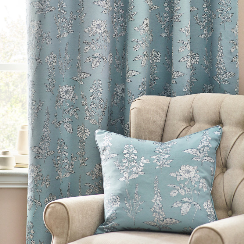 Room Darkening Curtain Pair, Blue, 117cm Width x 137cm Drop