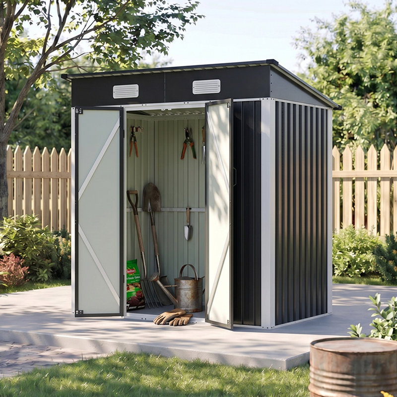 6x4 FT Easy Assembly Outdoor Metal Garden Storage Shed