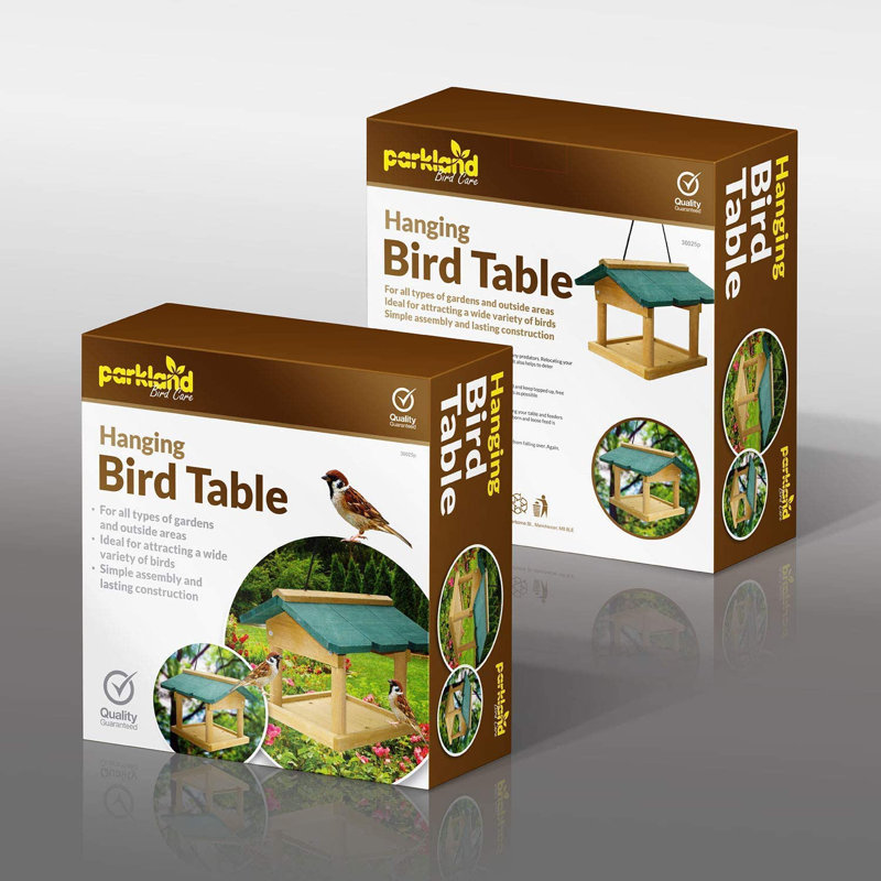 Wood Hanging Tray Bird Feeder
