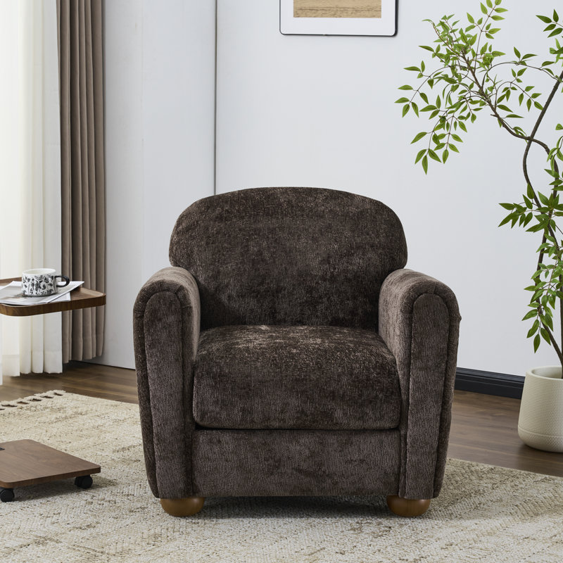 Soren Mid-Century Modern Upholstered Accent Chair, Dark Brown