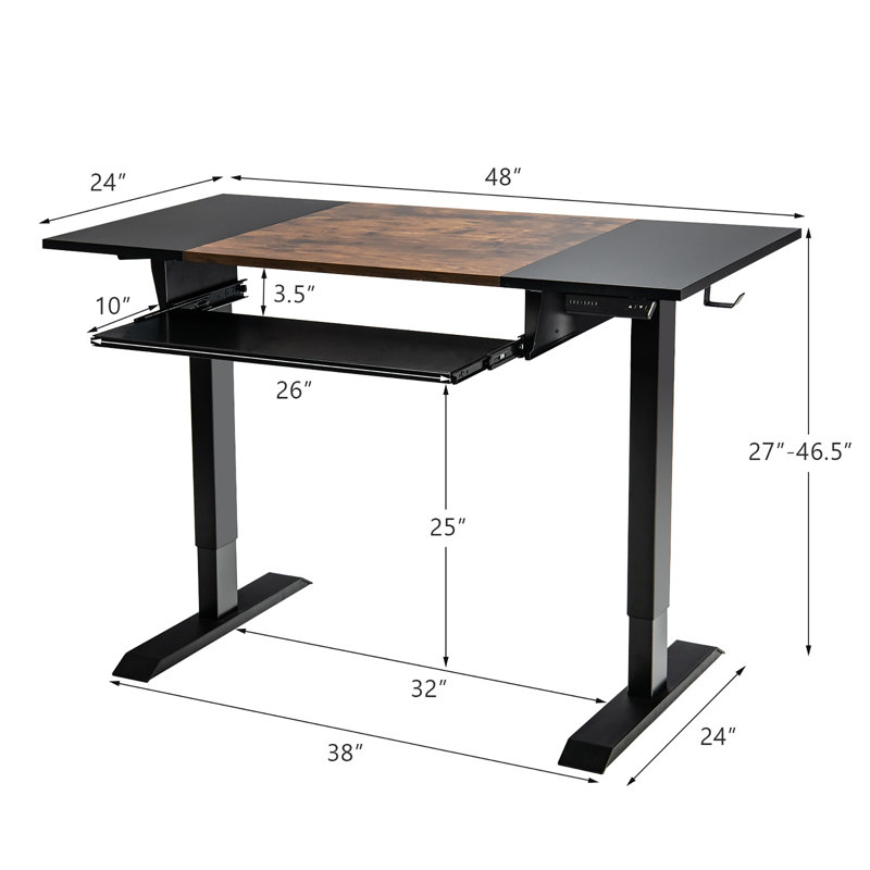 Bureau debout à hauteur ajustable Kesgrave, Noir / brun