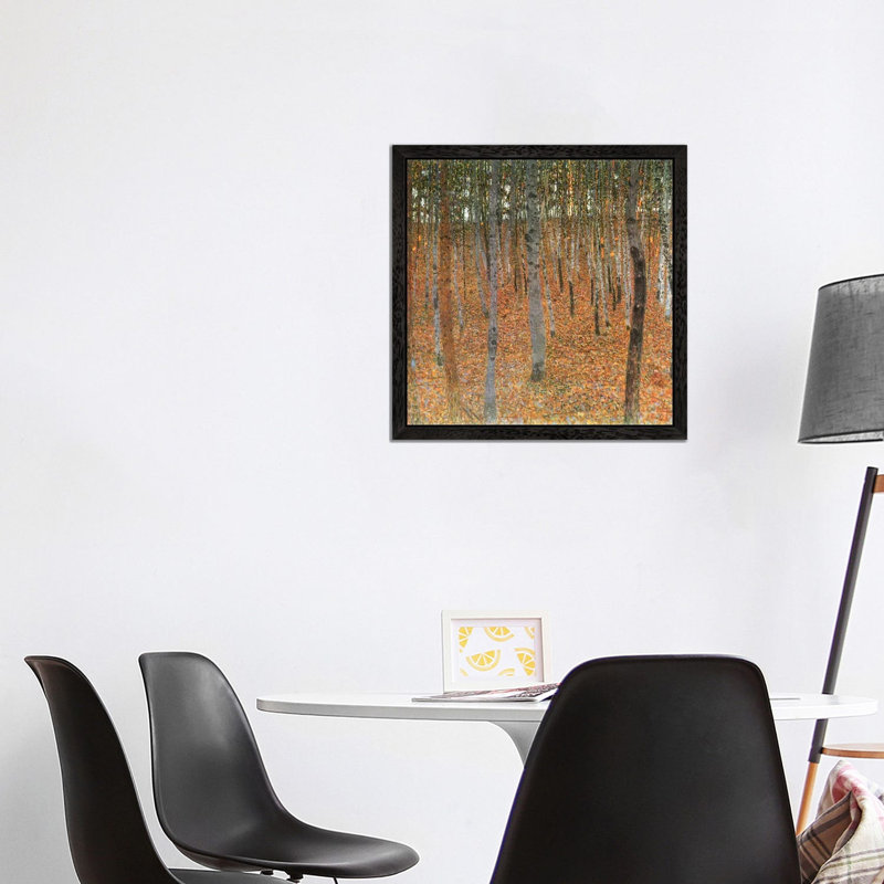 Forest Of Beech Trees by Gustav Klimt - Painting on Canvas, 93.98 cm H x 93.98 cm W, Black Framed