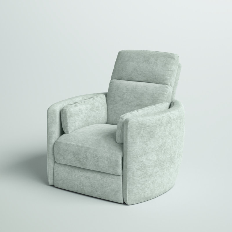 Bre 40" Wide Swivel Glider Power Recliner, Windstream Pale Teal Chenille
