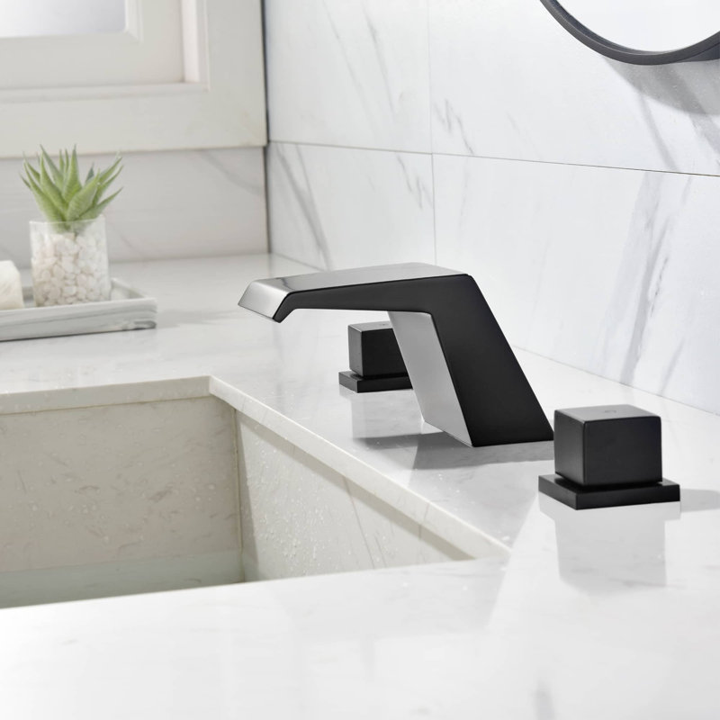 Robinet de salle de bain à large entraxe, Noir mat