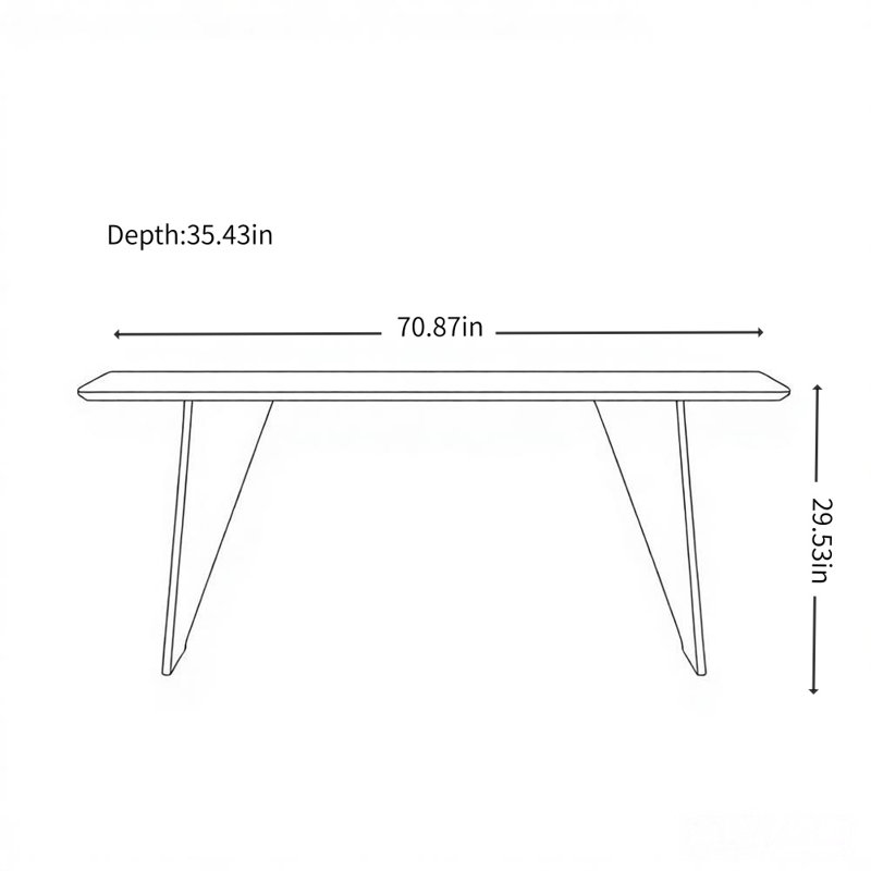 French Retro Black Rectangular Dining Table, Black