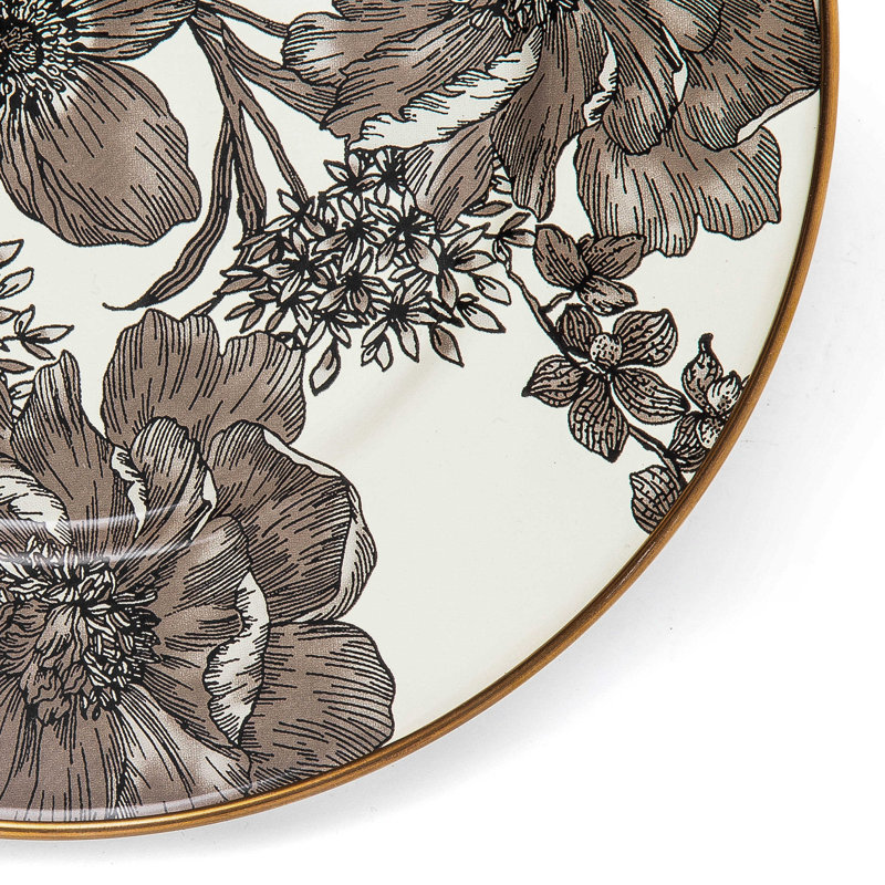 English Garden Enamel Salad/Dessert Plate, Gray/White
