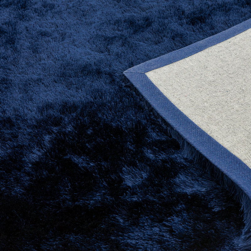 Boswell Silky Shaggy Navy Area Rug, Rectangle 160 x 230cm