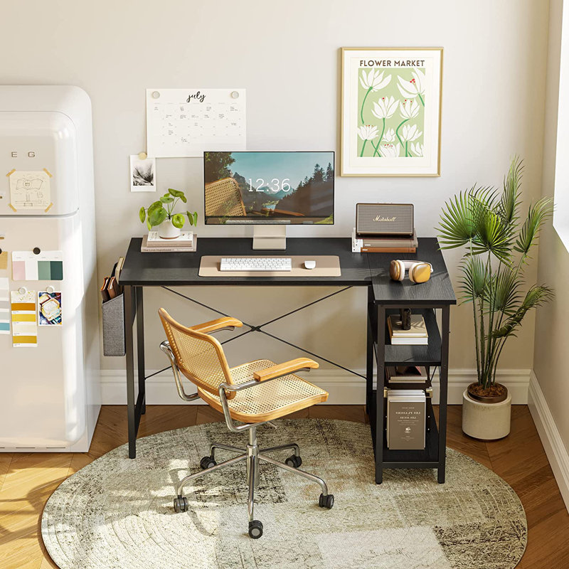 Anacleta L-Shape Desk, 28.7" H x 40" W x 27.5" D, Black