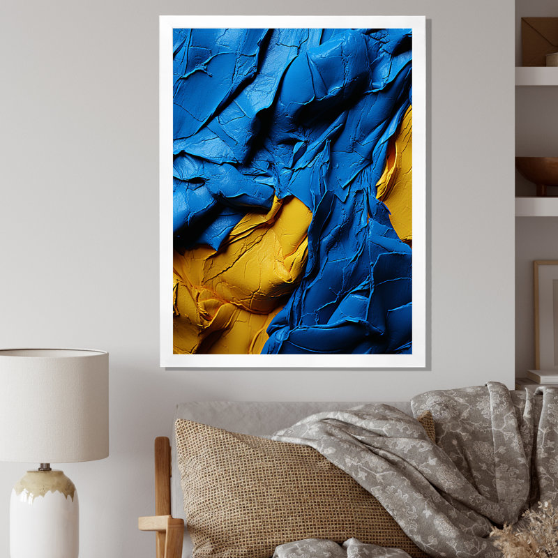 L'Ukraine, paysage de rêve abstrait bleu et jaune I - reproduction d'art sur toile, H 32 po x l 24 po x P 1 po