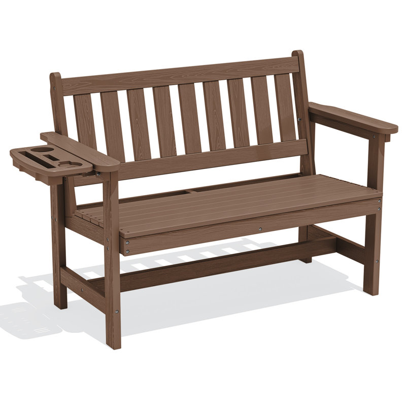 Banc d'extérieur en PEHD Genivieve, Brun