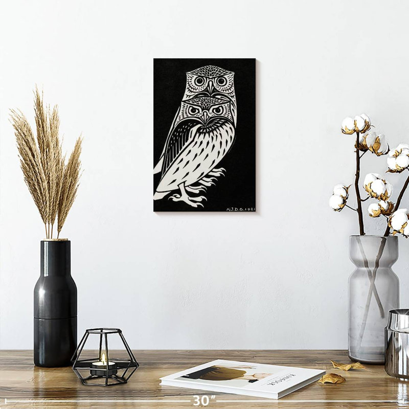 Brampt Two Owls 1921, 12" H x 8" W