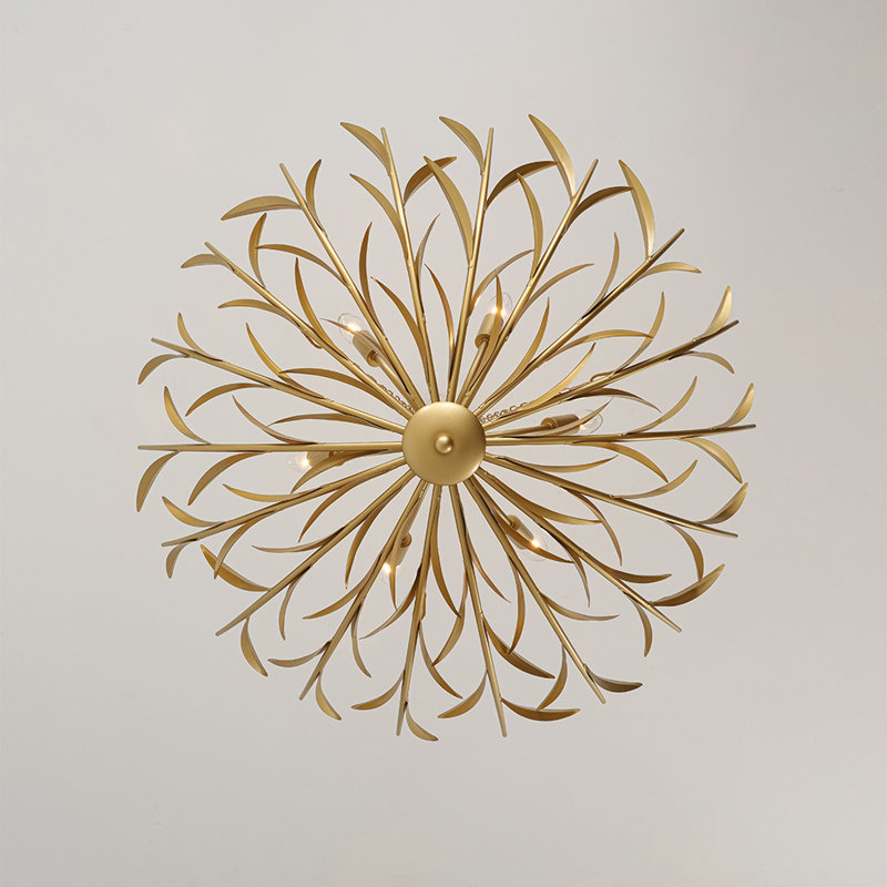Mid-cenury Modern Oversized Branching Basket Leaf Chandelier