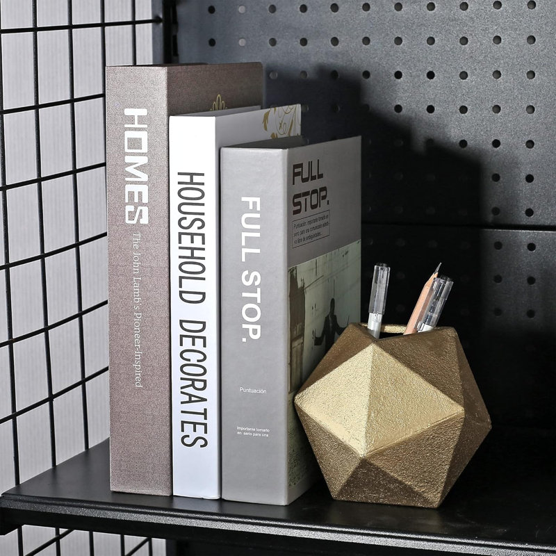 Serre-livres géométriques décoratifs en forme de boule, serre-livres modernes en fonte dorée pour bureau