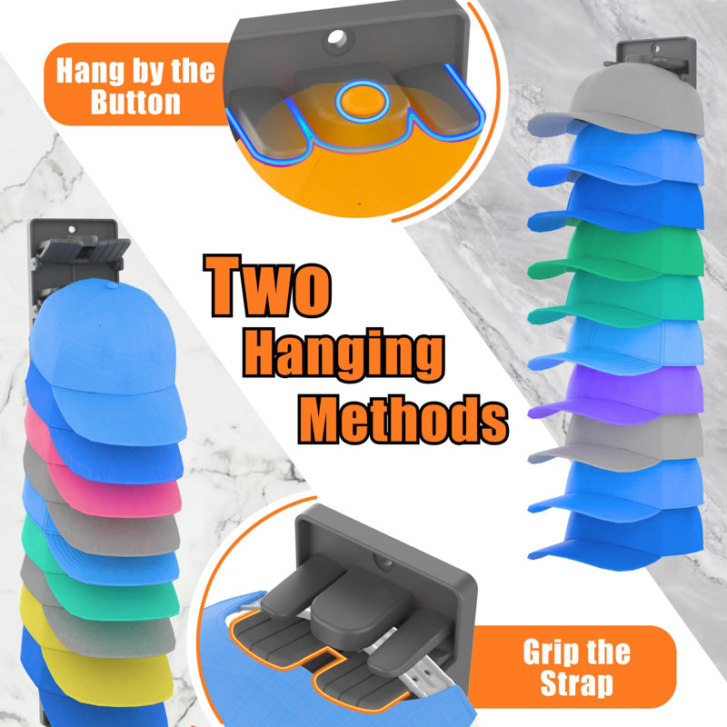 2-Pack Baseball Cap Organizer,Wall Mounted Coat Rack